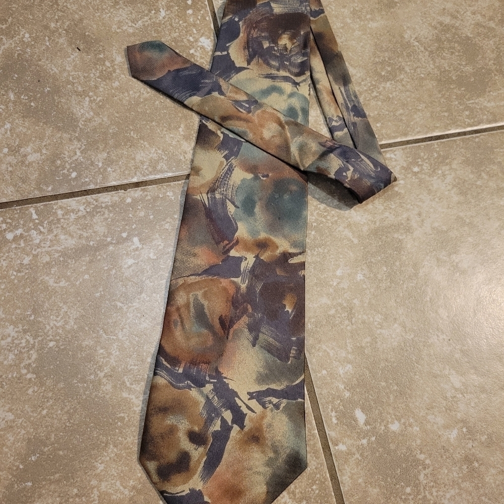 Men's Multicolor Tie 100% Silk Tie - Picture 2 of 5